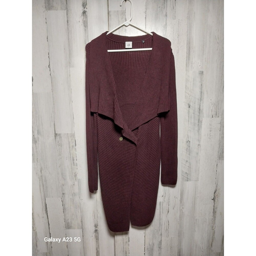 Cabi Regal Cardigan In Mulberry Wine Size Medium Cotton Viscose Nylon Angora
